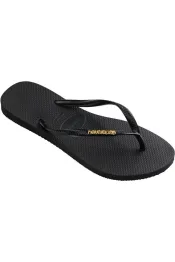 slim logo metallic slipper